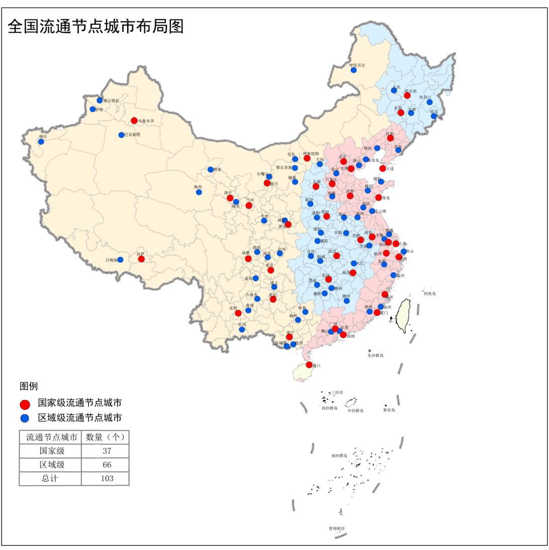 全國流通節(jié)點(diǎn)城市布局圖