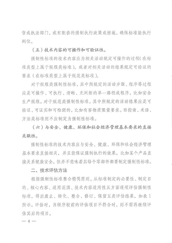國標委綜合函〔2016〕6號《國家標準委關于印發(fā)〈強制性標準整合精簡評估方法〉的通知》4